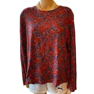 Basic Edition Paisley Print Cotton Casual long sleeves Summer Shirt Women Sz XL